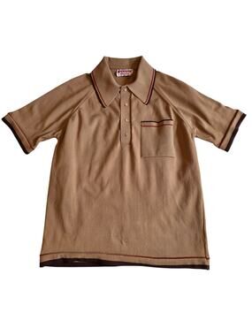 Vintage McGregor Miracle Knit 70s Polo Shirt Brown Tan Small